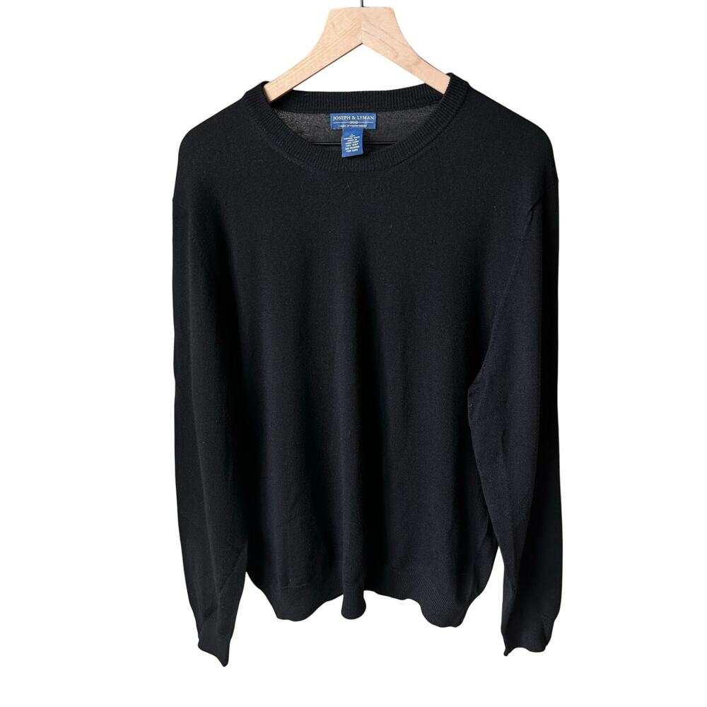 Joseph & Lyman Black 100% Merino Wool Crewneck Pullover Sweater Size Large